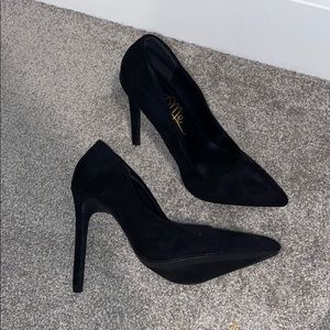 Black Suede Pointed Toe Heels